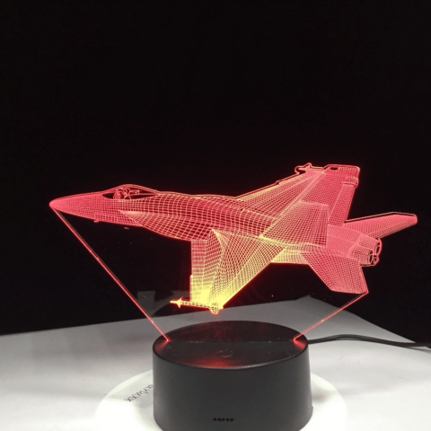 Lampe 3D LED Avion de chasse