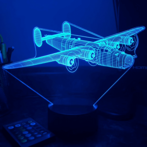 lampe led 3D bleue avion B24