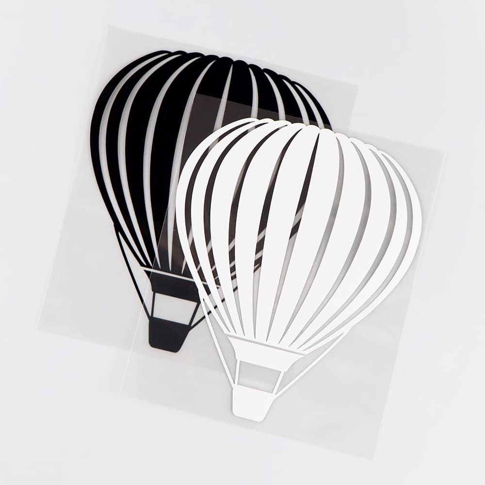 black or white hot air balloon sticker