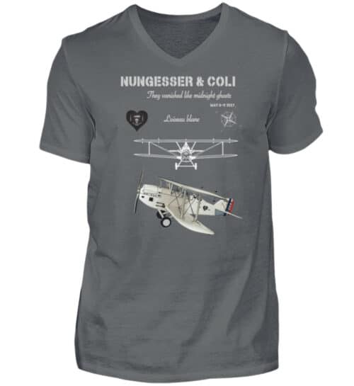 Nungesser et Coli - L-oiseau blanc - V-Neck Shirt for Men-70