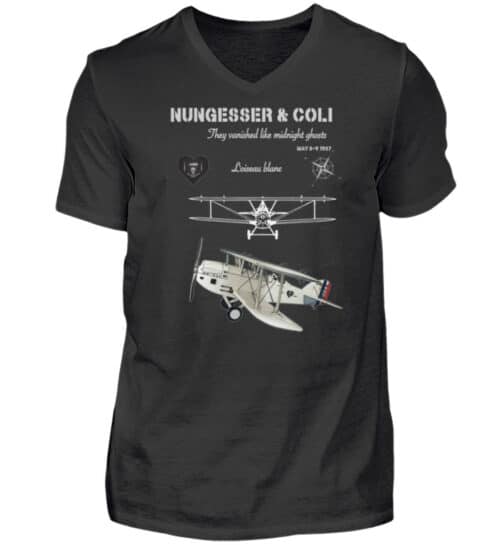 Nungesser et Coli - L-oiseau blanc - V-Neck Shirt for Men-16