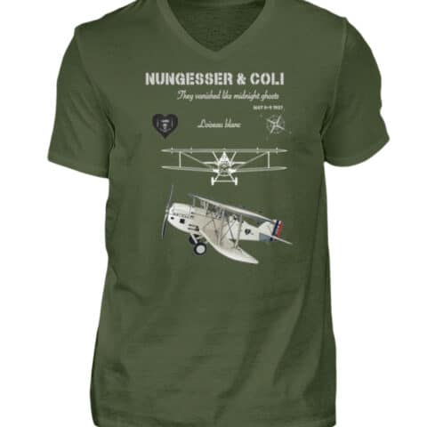 Nungesser et Coli - L-oiseau blanc - V-Neck Shirt for Men-2587