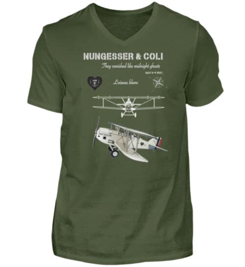 Nungesser et Coli - L-oiseau blanc - V-Neck Shirt for Men-2587
