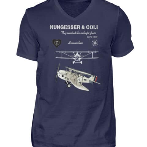 Nungesser et Coli - L-oiseau blanc - V-Neck Shirt for Men-198