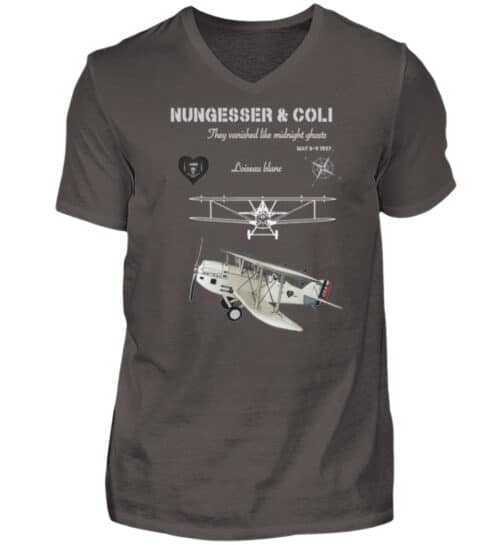 Nungesser et Coli - L-oiseau blanc - V-Neck Shirt for Men-2618