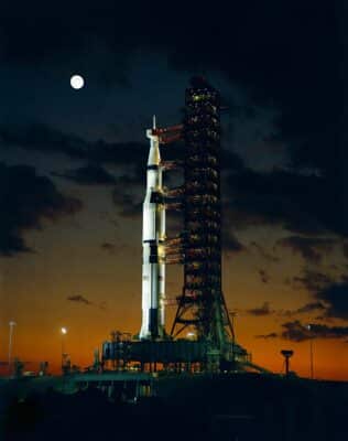 SATURN V rocket awaits launch